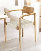 Lot de 2 chaises Kimo en teck massif et corde beige- marron