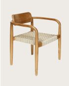 Lot de 2 chaises Kimo en teck massif et corde beige- marron