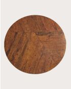 Prague - Table repas ronde en bois massif et pied tulipe doré D110 cm 6 pers