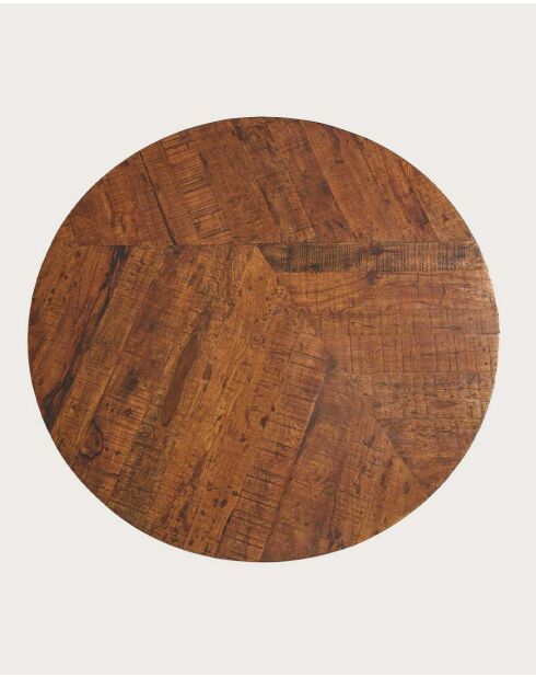 Prague - Table repas ronde en bois massif et pied tulipe doré D110 cm 6 pers