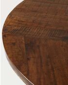 Prague - Table repas ronde en bois massif et pied tulipe doré D110 cm 6 pers