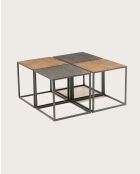 Domino - Table basse carrée en métal bicolore noir et doré