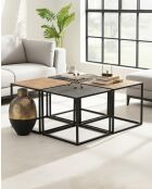 Domino - Table basse carrée en métal bicolore noir et doré