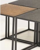 Domino - Table basse carrée en métal bicolore noir et doré