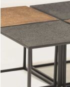 Domino - Table basse carrée en métal bicolore noir et doré