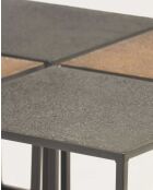 Domino - Table basse carrée en métal bicolore noir et doré