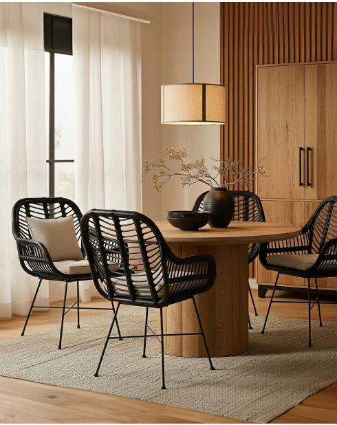 Lot de 4 chaises Myko en rotin noir