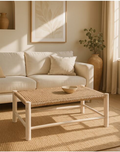 Jaya - Table basse Branche de teck et corde