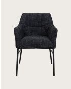 Lot de 4 Chaises chacha en tissu Noir et pieds métal