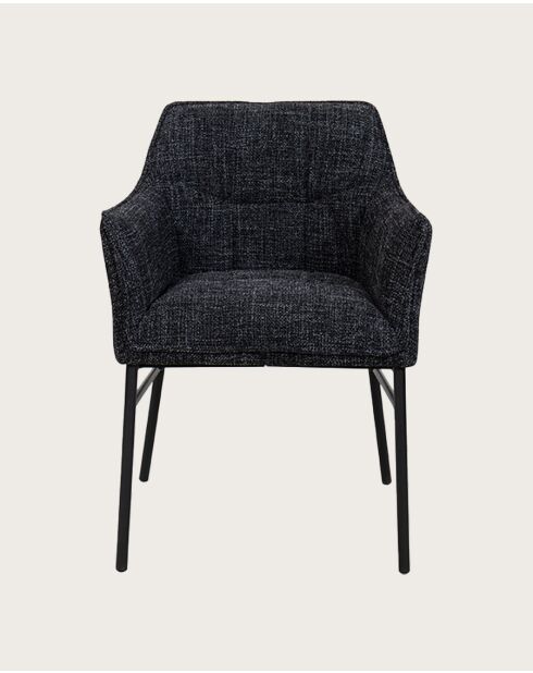 Lot de 4 Chaises chacha en tissu Noir et pieds métal