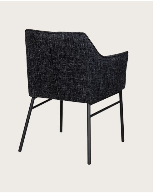 Lot de 4 Chaises chacha en tissu Noir et pieds métal