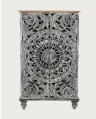 Lotus-Petit armoire cérusé en bois massif de manguier