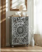 Lotus-Petit armoire cérusé en bois massif de manguier