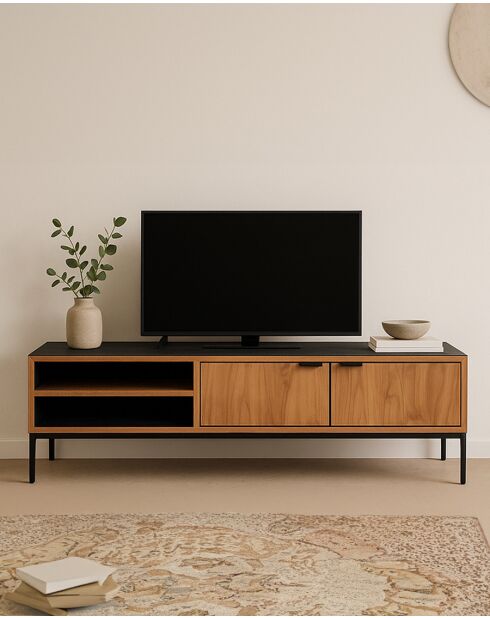 Indra - Meuble tv en teck recyclé bicolore 160 cm