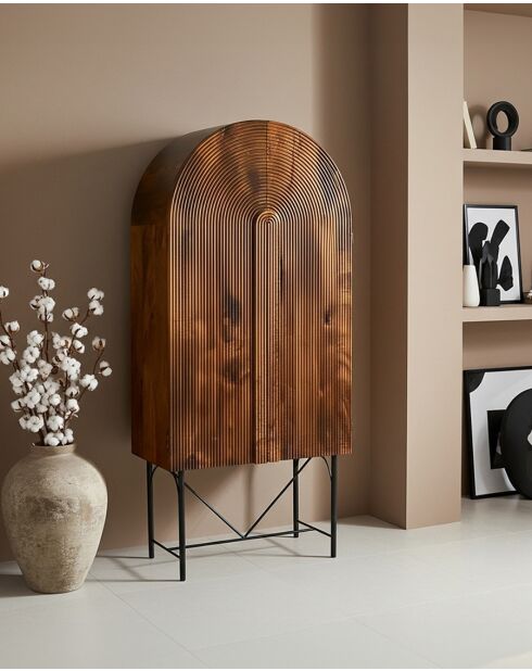 Vorno - Armoire en bois massif de manguier sculptée