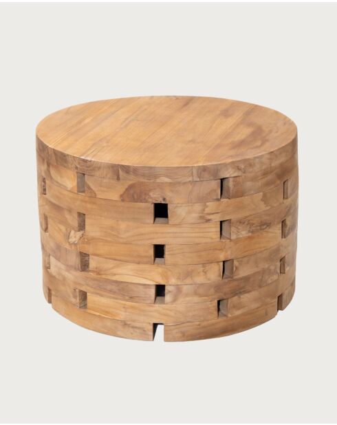 Brickle - Table basse ronde en bois de teck massif