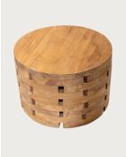 Brickle - Table basse ronde en bois de teck massif