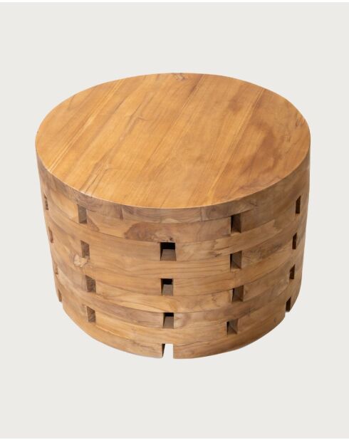 Brickle - Table basse ronde en bois de teck massif