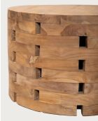 Brickle - Table basse ronde en bois de teck massif