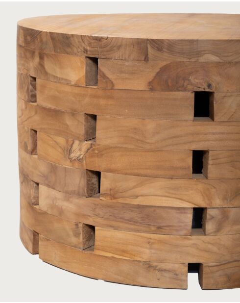Brickle - Table basse ronde en bois de teck massif