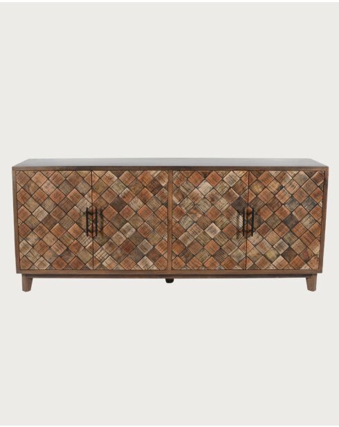 Argylle - Buffet bas en bois massif avec motif métal