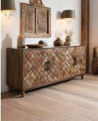 Argylle - Buffet bas en bois massif avec motif métal