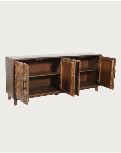 Argylle - Buffet bas en bois massif avec motif métal