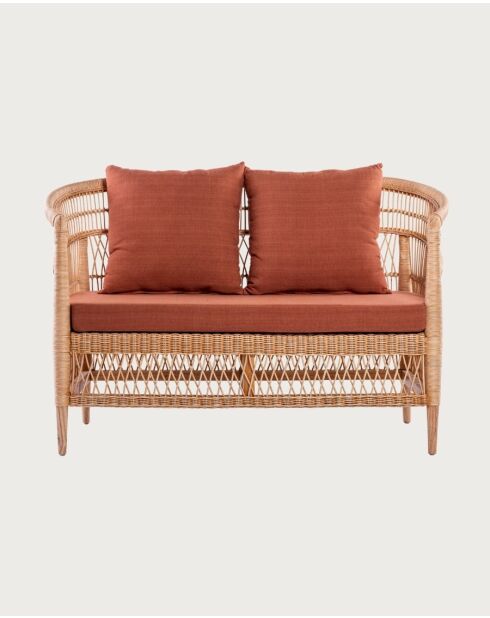 Lusso - Canapé de jardin 2 places en rotin, coussin amovible