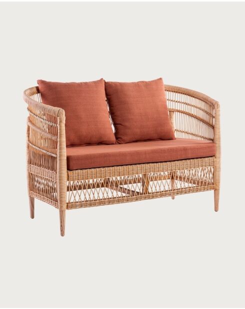 Lusso - Canapé de jardin 2 places en rotin, coussin amovible