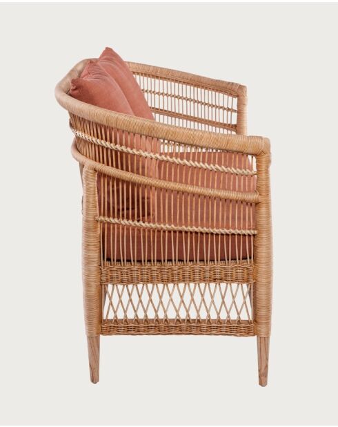 Lusso - Canapé de jardin 2 places en rotin, coussin amovible