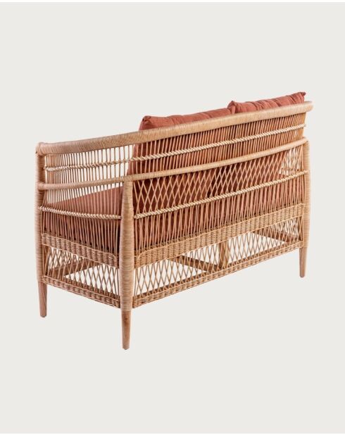 Lusso - Canapé de jardin 2 places en rotin, coussin amovible