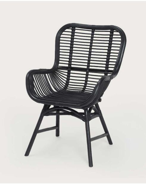 Lot de 4 chaises Sapporo en rotin noir