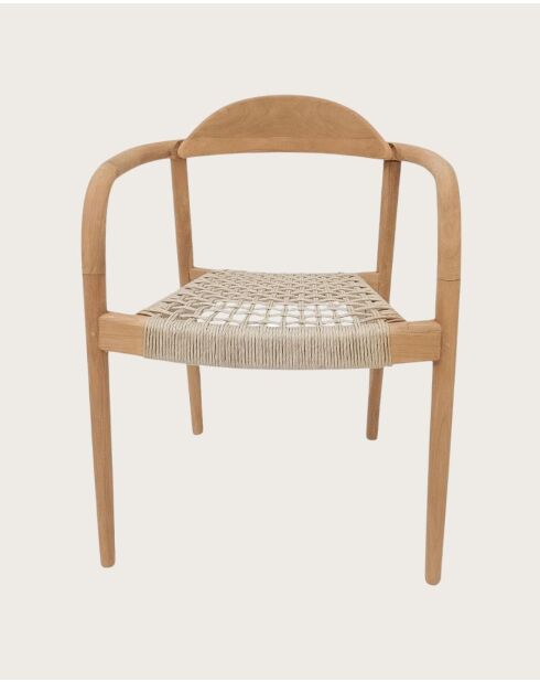 Lot de 2 chaises Kima en teck massif et corde beige