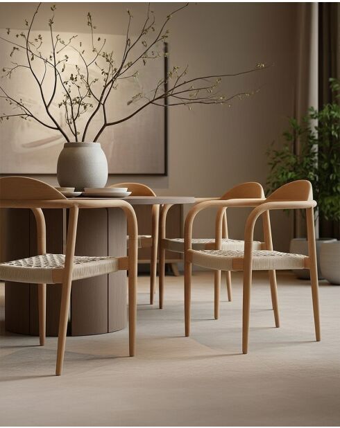 Lot de 2 chaises Kima en teck massif et corde beige