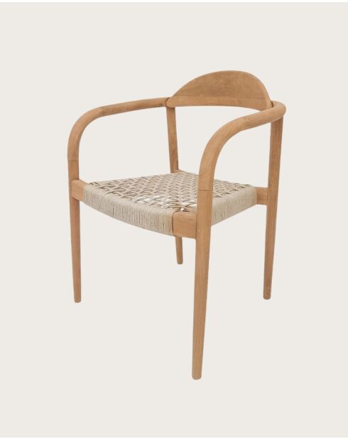 Lot de 2 chaises Kima en teck massif et corde beige