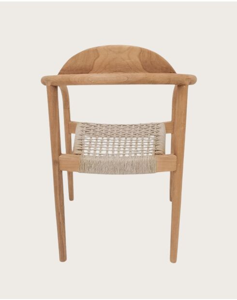 Lot de 2 chaises Kima en teck massif et corde beige