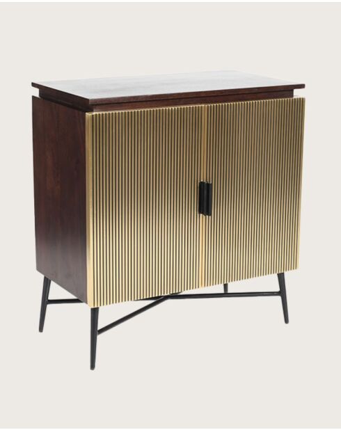 Moon - Petit buffet 2 portes finition laiton vieilli 74 cm