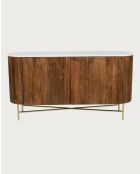 Céline - Enfilade en bois massif avec plateau en marbre blanc 145 cm