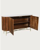 Céline - Enfilade en bois massif avec plateau en marbre blanc 145 cm