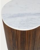 Céline - Enfilade en bois massif avec plateau en marbre blanc 145 cm