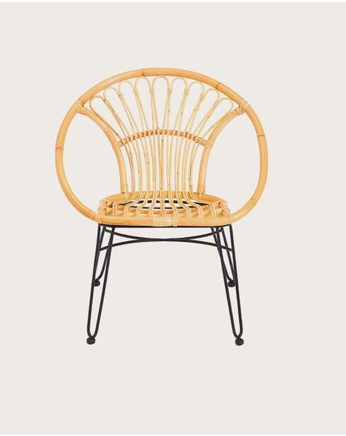 Naga - Fauteuil en rotin naturel et pieds métal