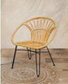 Naga - Fauteuil en rotin naturel et pieds métal