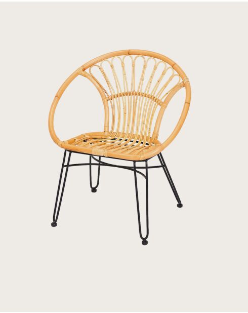 Naga - Fauteuil en rotin naturel et pieds métal