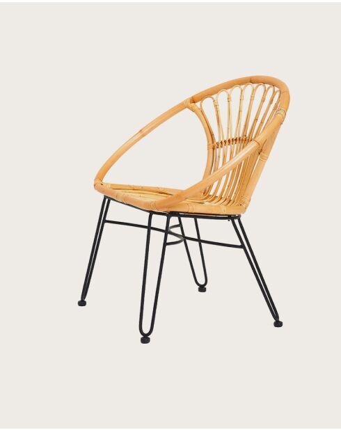Naga - Fauteuil en rotin naturel et pieds métal