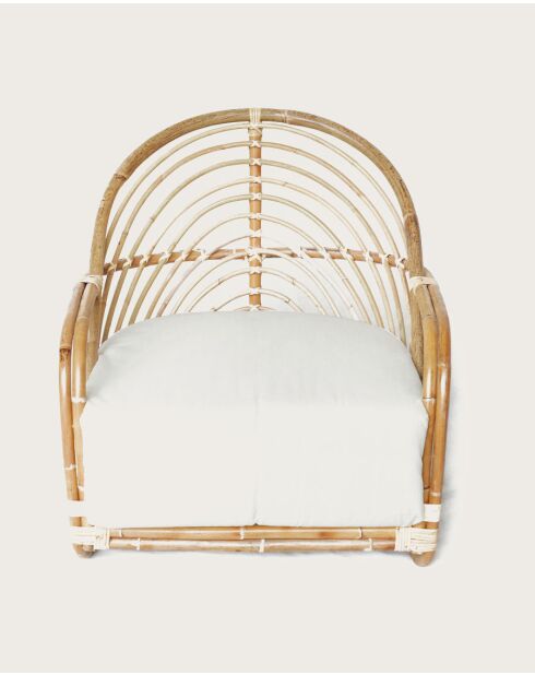 Gaia - Fauteuil en rotin tressé et coussin Blanc