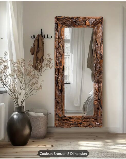 Boima - Miroir en bois de teck finition antique