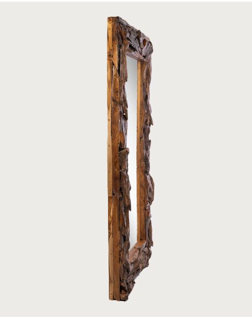 Boima - Miroir en bois de teck finition antique