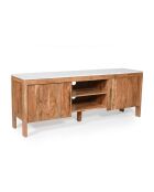 Havena - Meuble TV en bois massif d'acacia et marbre blanc