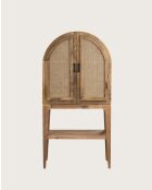 Wine Cabinet - Meuble bar en bois massif de manguier avec cannage naturel