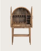 Wine Cabinet - Meuble bar en bois massif de manguier avec cannage naturel